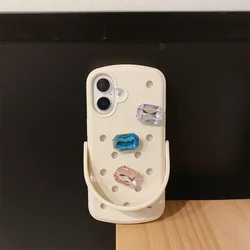 Luxury Gem Crocs DIY Phone Case with Wrist Strap - Soft Cover - iPhone 12 (NR598 - 1)