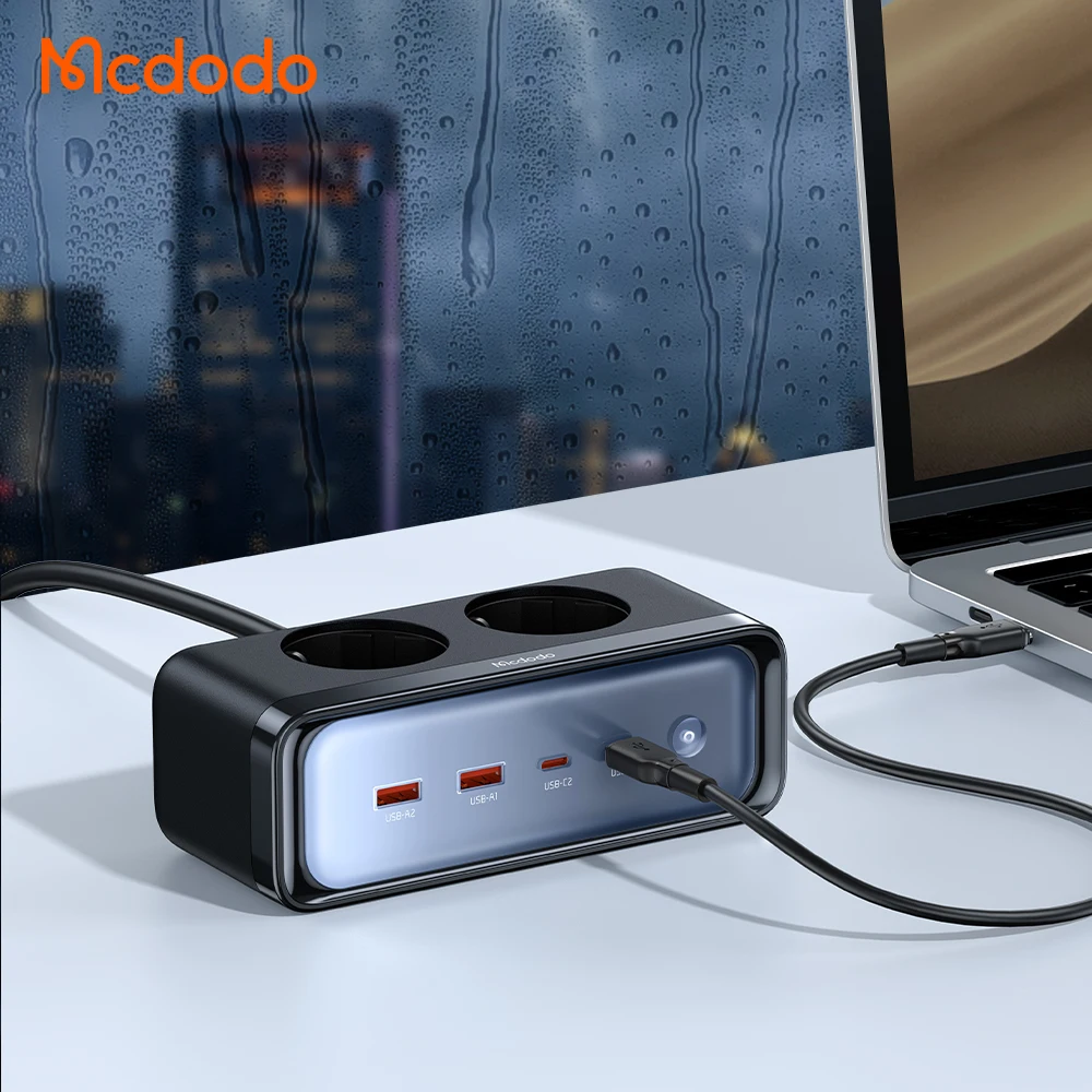 

Mcdodo GaN Socket EU Plug Power Strip With USB Type C 70W Fast Charging Extender Cable Independent Control Filter Patch Panel