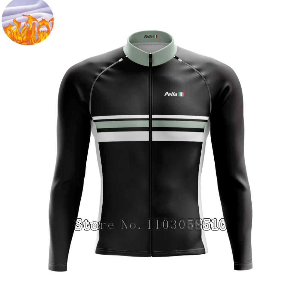 팀 펠라 남성용 사이클링 저지 겨울용 보온 플리스 긴팔 MTB 자전거 웜 재킷 로드 바이크 MTB 의류 아웃도어 스포츠웨어