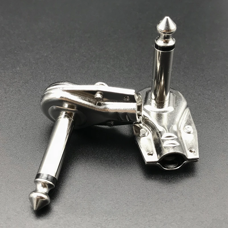 90Degree Right Angle 6.35 mm Mono 2 Pole Jack Plugs 6.35mm Guitar Audio Cables Phono Pancake 1/4 Inch Connectors 12pcs