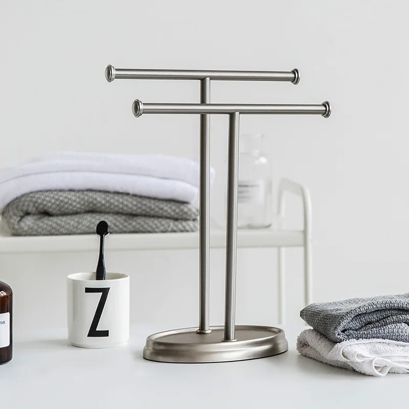 Double Step Stainless Steel Towel Bars Rack Toilet Towel Organizer Nordic Light Luxury Bathroom Shelf Hanger Bathroom Storage