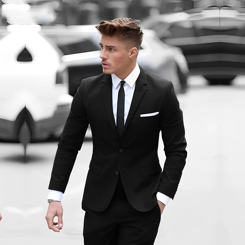 Gray Men's Business Suit 2 Piece Suit Slim Fit Design Office Clothes Formal Blazer for Male Customized Suit