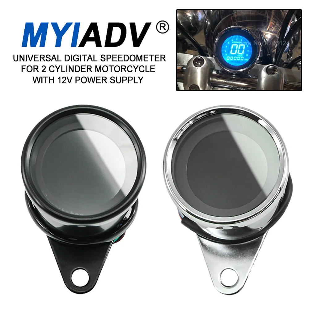 Scooter ATV Meter Universal Motorcycle Digital Speedometer Retro LCD Odometer Gauge Oil Level Cafe Racer Tachometer indicator