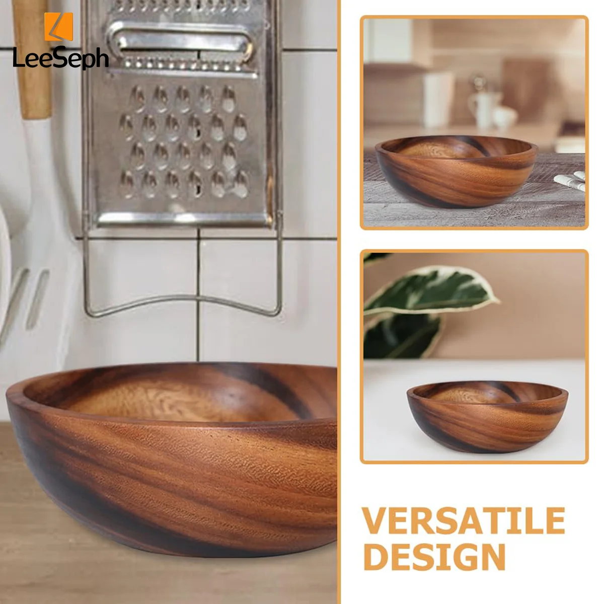 Wooden Salad Bowl with Claw Servers, Elegant Wood Design, Ideal Kitchen Essential for Healthy Meals, Great for Home or Gift Use