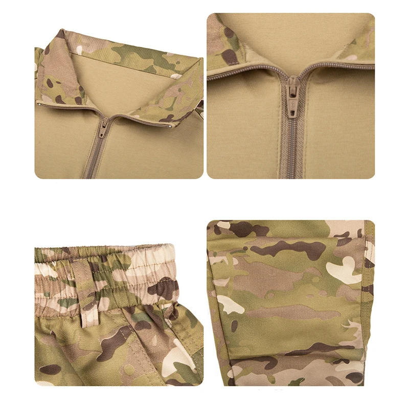 Kids Military Tactical Suits Camo Multicam Suit Tactic Combat Uniform Sweatshirts Boy Training Hunting Short Sleeve Sets
