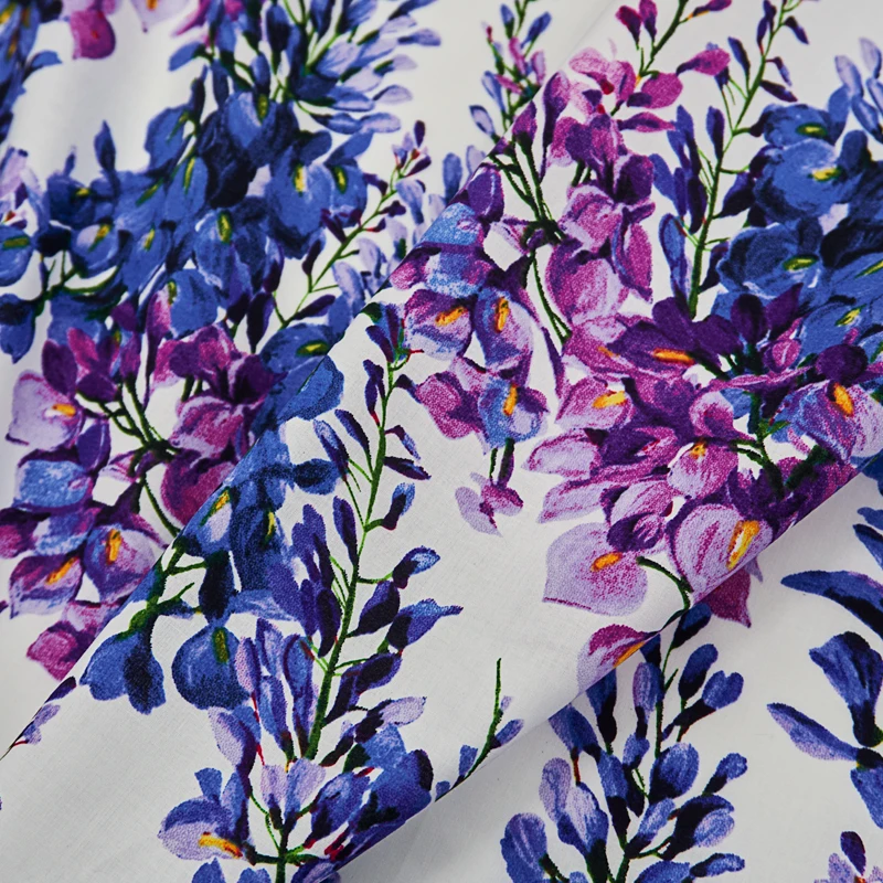 Wisteria Print Pure Cotton Fabric, Fabric for Dress Shirt, Telas Por Metro Tissus, Au Metre, DIY Sewing, 2022 4