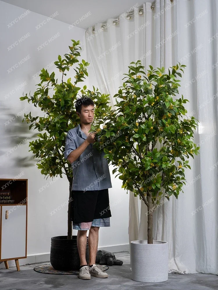 

Osmanthus Tree Green Plant Fake Trees Potted Indoor Living Room Landscape Floor Bionic Bonsai