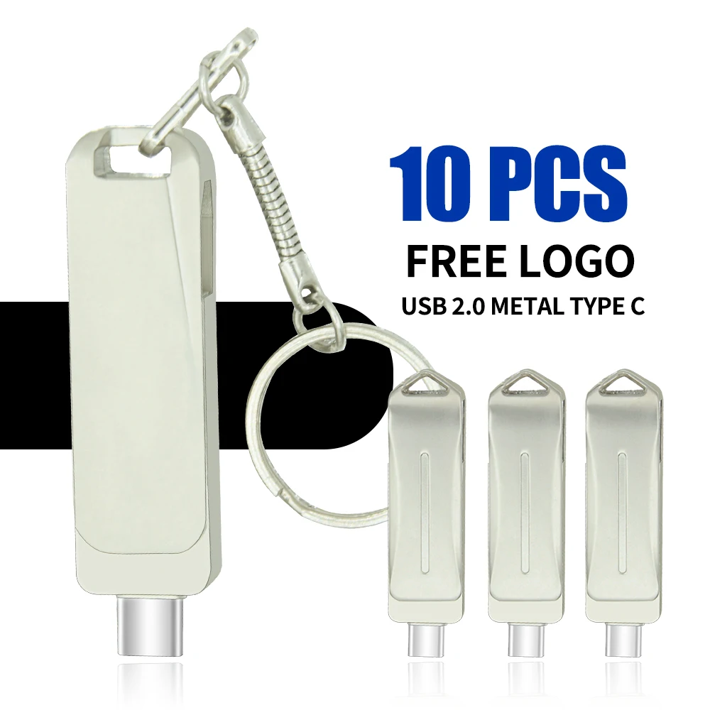 U 디스크 C타입 USB 2.0, 휴대폰 컴퓨터 상호 변속기, 휴대용 USB 플래시 디스크, 고속, 32GB, 64GB, 128GB, 로트당 10 개