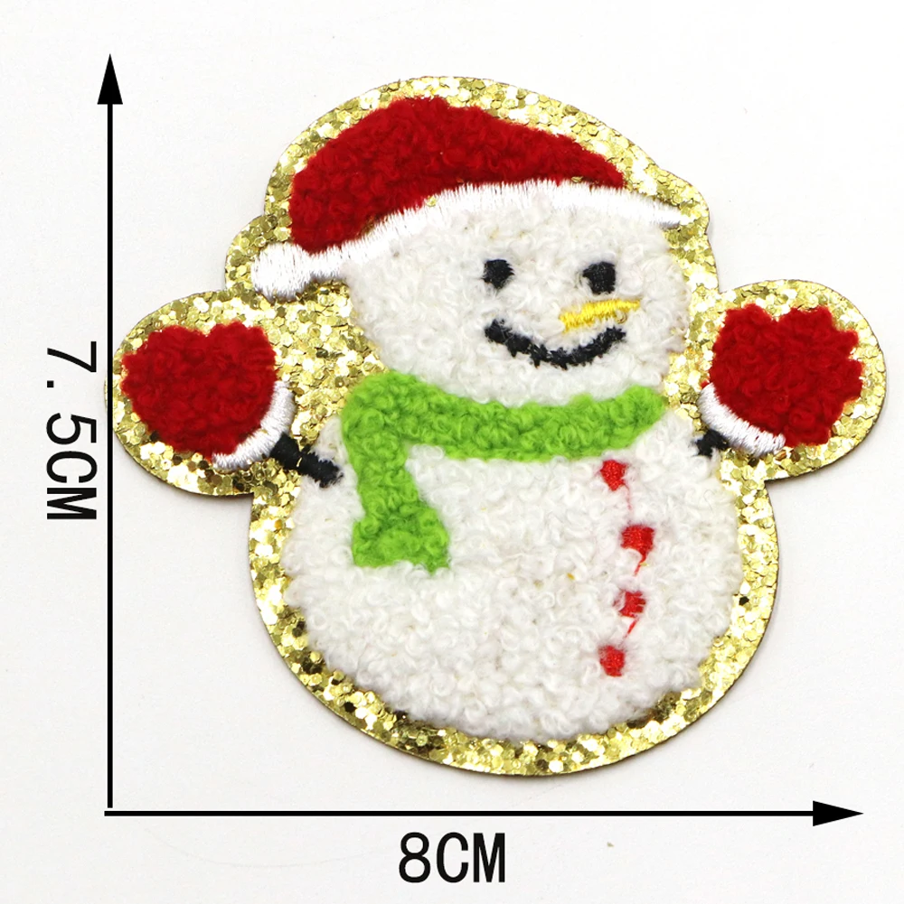 1pc neue Weihnachten Eisen auf Chenille Patches Glitzer Rand DIY Kleidung Applikation für T-Shirt Jeans Hut DIY Handwerk liefert Aufkleber – Detail 13