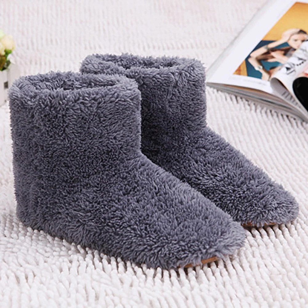 USB Electric Heated Shoes for Women Men Comfortable Plush Foot Warmer Washable Heated Shoes Winter Boots Indoor Outdoor
