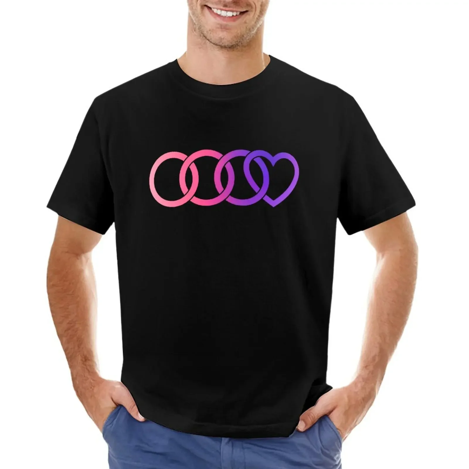 Three Rings + Heart Pink T-shirt sports fans customs design your own T-shirts for men cotton