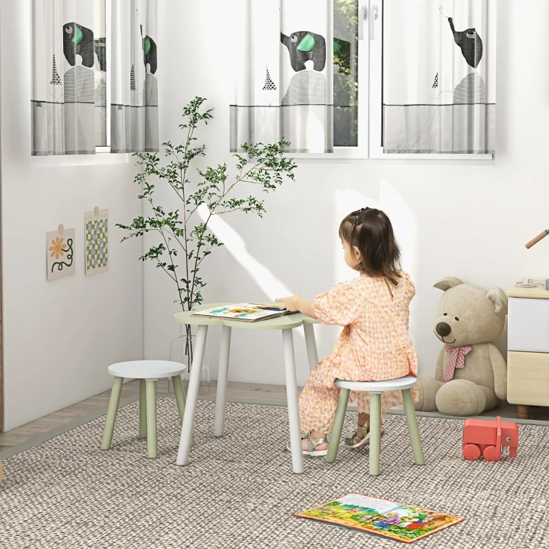 Children's Table and Chair Table with 2 Chairs for Children 2-5 Years with Flower Shaped Table Ø59x50 cm and Chairs Ø28x26 cm 2
