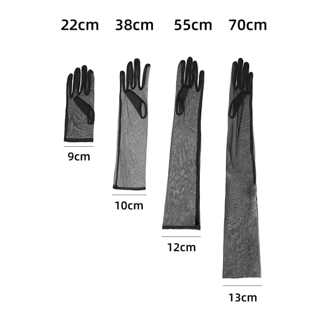 Transparent Transparent Driving Gloves Sheer Tulle Sun Protection Sunscreen Driving Mittens Breathable Black