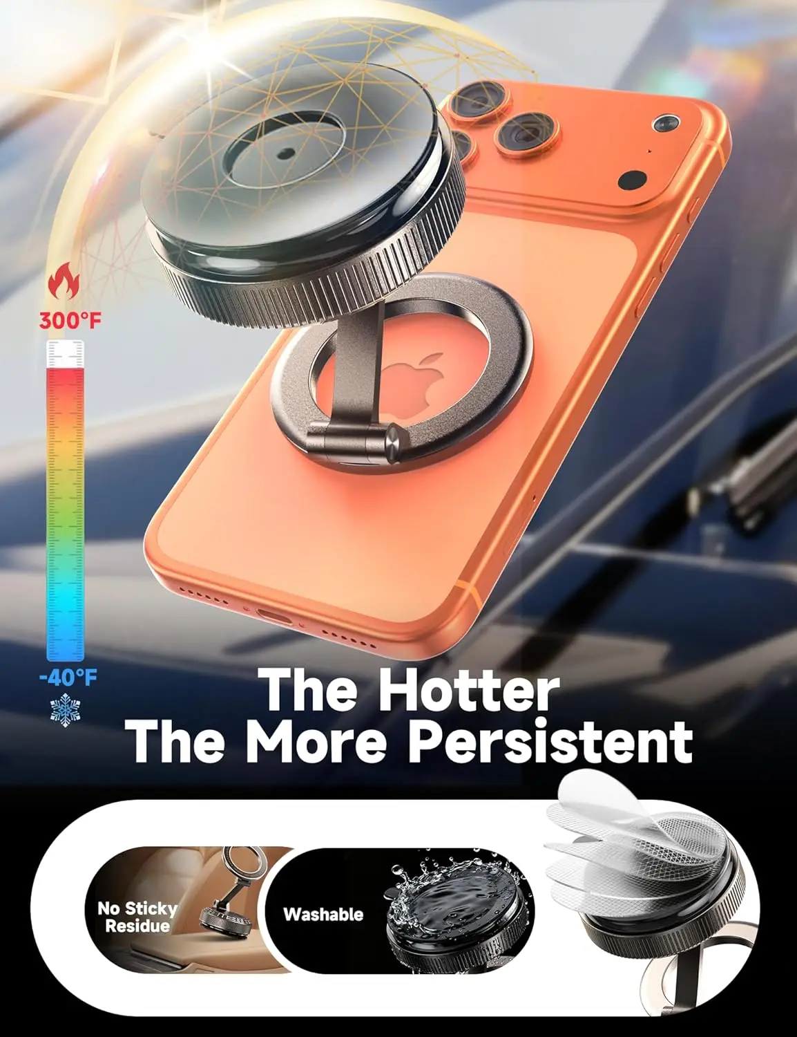 Vacuum Magnetic Phone Holder for Your Car [105+LBS Suction & 3800gf Magnetic] 360° Adjustable Stand for iPhone 17 16 15 14 13 12
