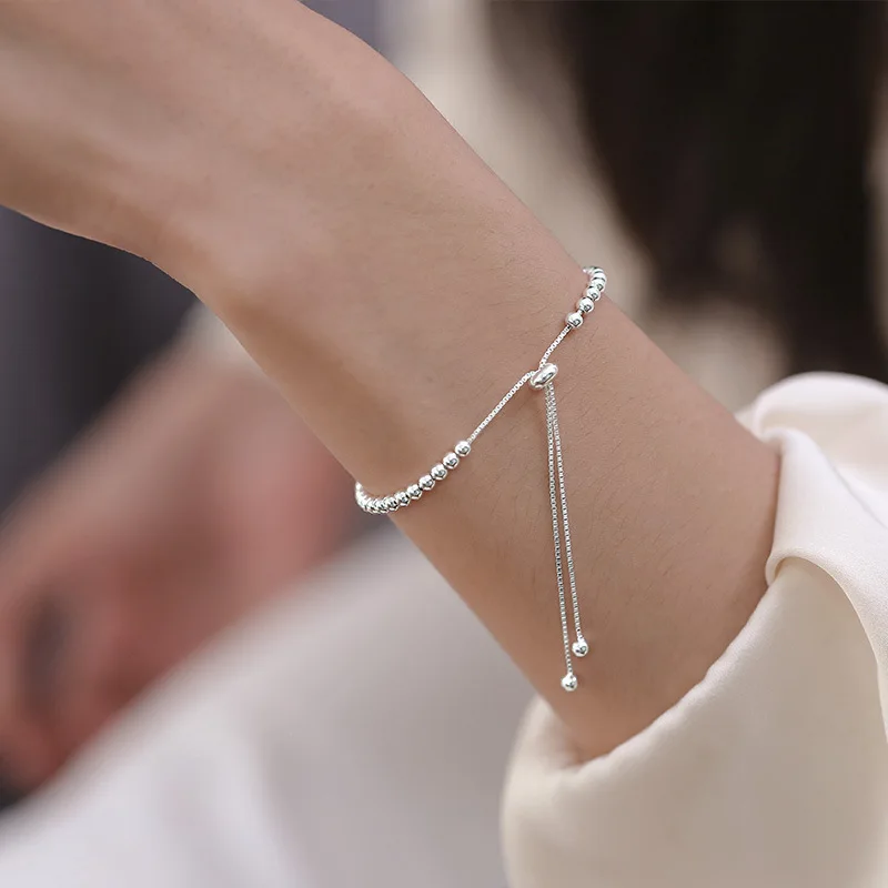 2025 New Trenmd Round Beads Chain Bracelet for Women Men Trendy Silver Color Temperament Party Jewelry Gifts