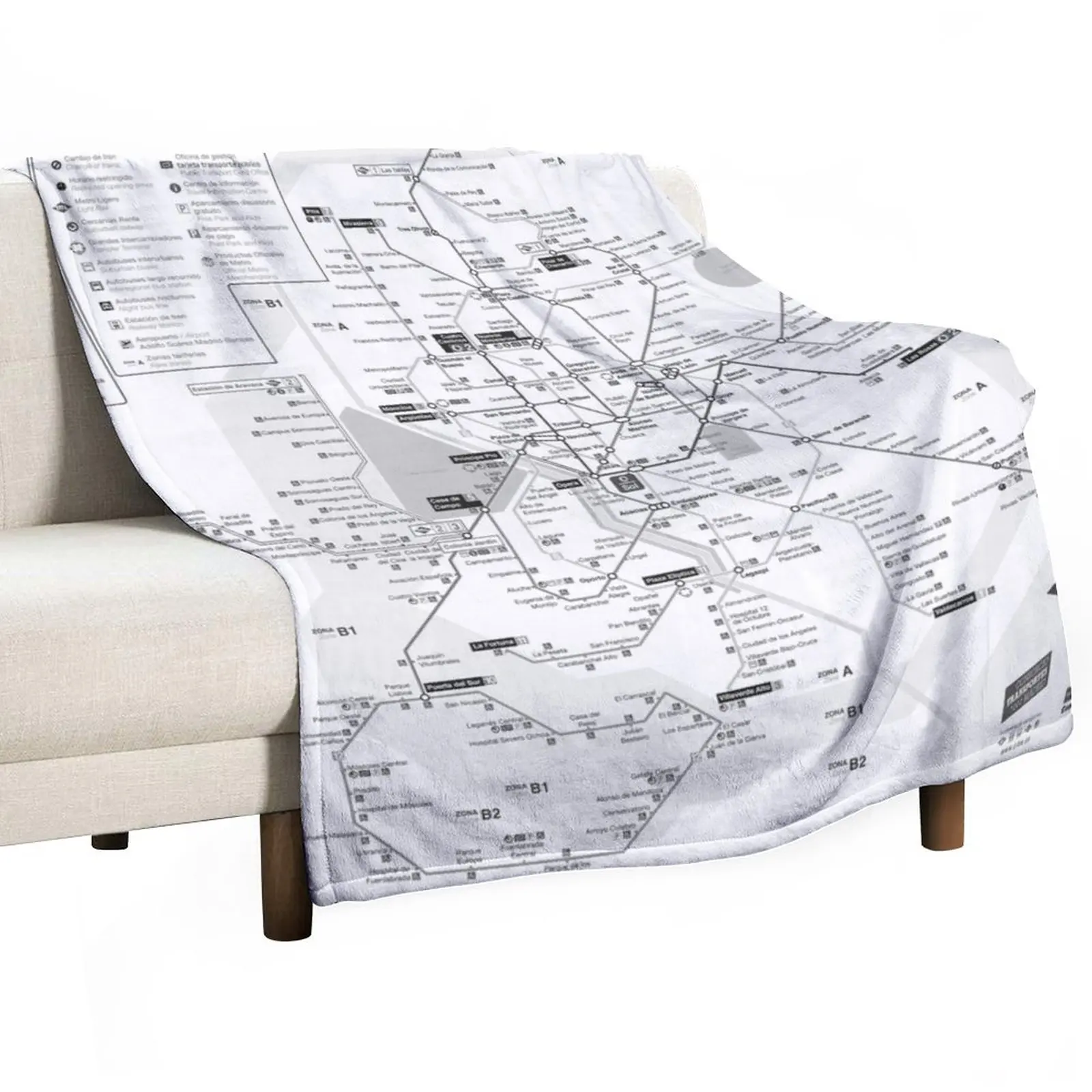 

Madrid Metro Throw Blanket Camping Fluffy Softs Decorative Beds Winter beds Blankets