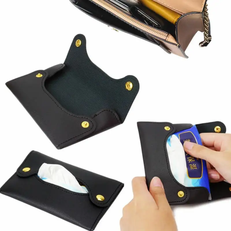 Simple Portable Pocket Tissue Paper Towel Cover PU Convenient To Store Universal Tissues Box Simple Modern Small Tissue Holder 2
