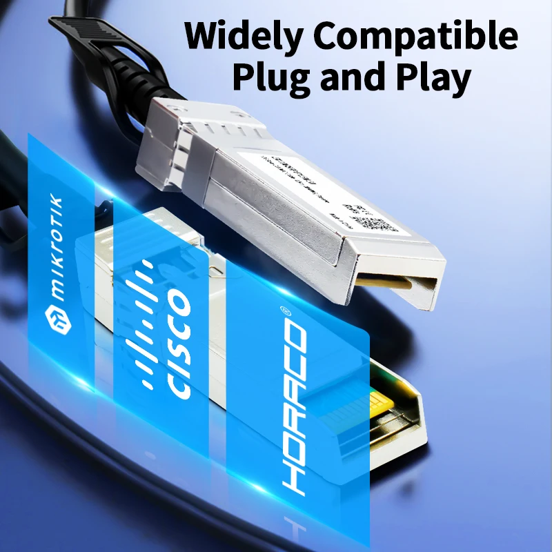 HORACO 10G SFP+ DAC Twinax Cable Direct Attach Copper Passive AWG 24/30 Compatible with Cisco MikroTik Netgear Zyxel Switch