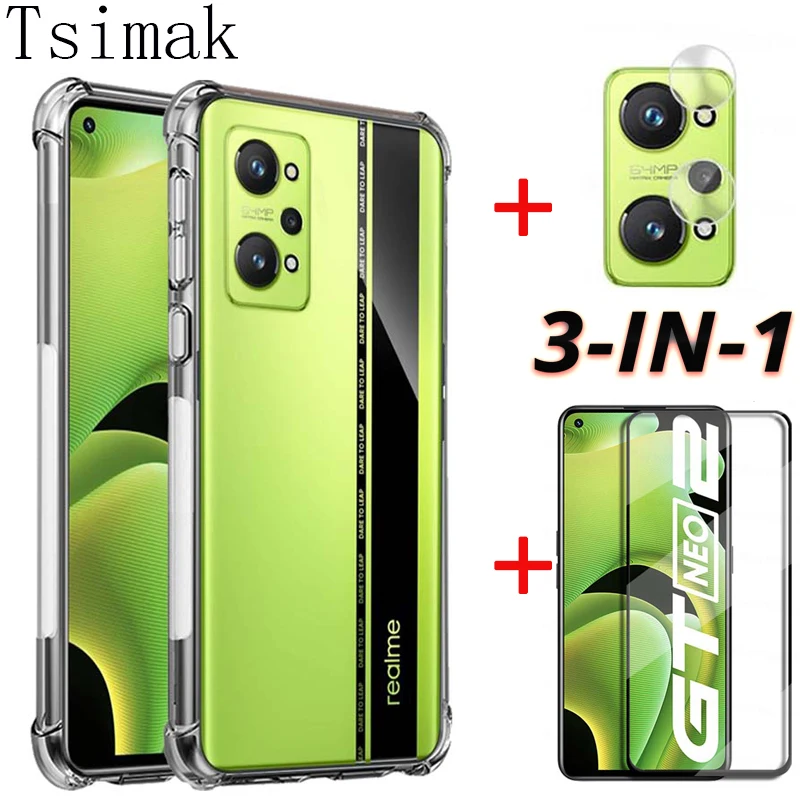 3in1/Silicone Case For Realme GT Neo 2 GT2 2T Q3S Q3T Q3 Pro Carnival Master Tempered Glass Oppo Finx X3 Lite Screen Protector best iphone wallet case