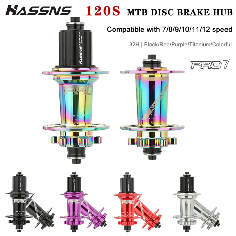 

HASSNS PRO7 Bicycle Hub Mtb Cube 32 Furos12v Ratchet Mountain Bike Freehub 32H Cube 120Sound 6 Pawls Hub 7/8/9/10/11/12 Speed