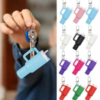 Colors Kawaii Mini Tumbler Keychain Cute Cup Shape Key Chain for School Bag Backpacks Lip Balm Holder Good Party Gift 1
