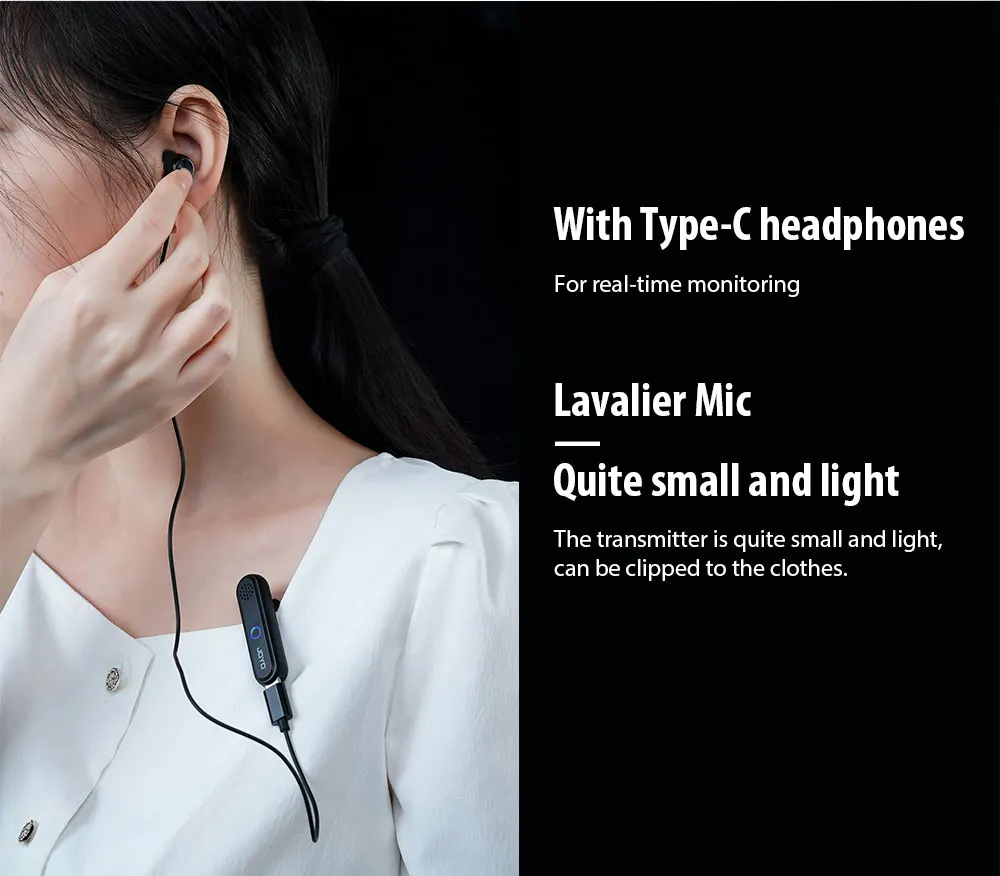 JW-05M Wireless Microphone System Lightning & Type-C Port Lavalier Mic Transmitt