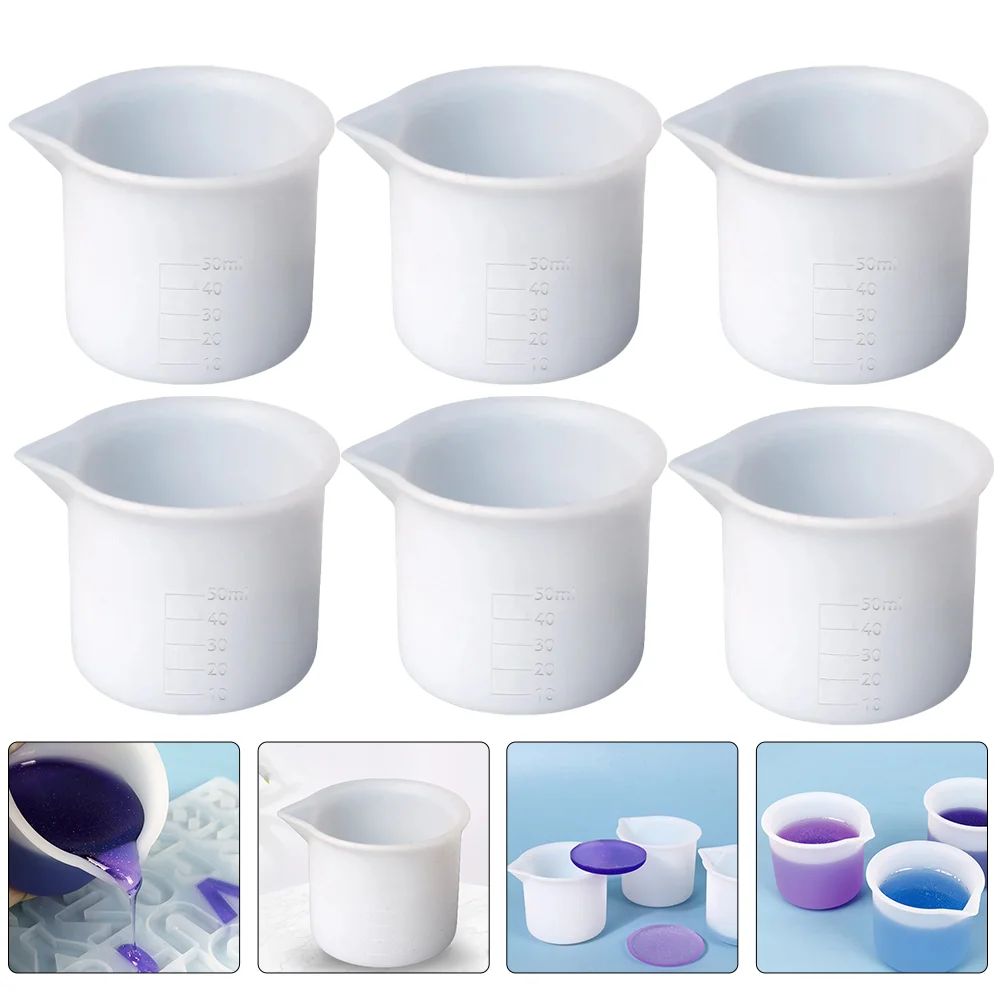 

6 Pcs Silicone Measuring Cup DIY Crafts Supply Material Jewery Making Tools Mixing Cups for Epoxy Resin Silica Gel