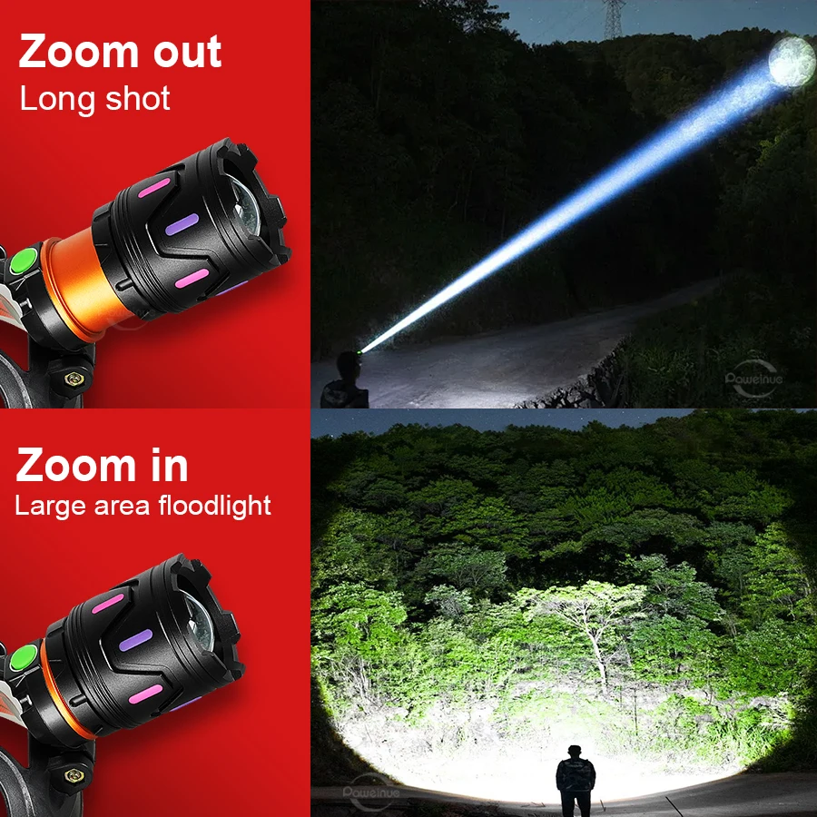 9000000LM 고출력 LED 헤드램프 헤드라이트 800W 가장 강력한 헤드 토치 장거리 5000M 헤드 손전등 18650 낚시 랜턴