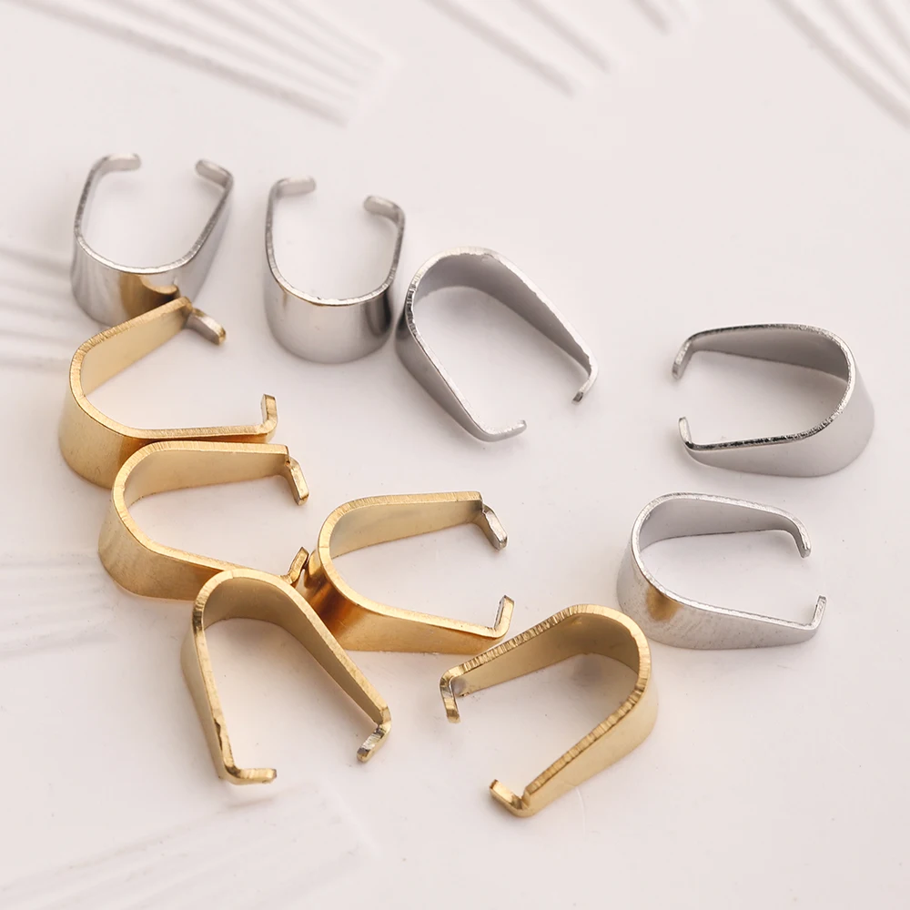 50pcs Stainless Steel Pinch Clip Clasp Bail Finish Necklace Pendant Claw Clasps Melon Seeds Buckle for DIY Craft Jewelry Making