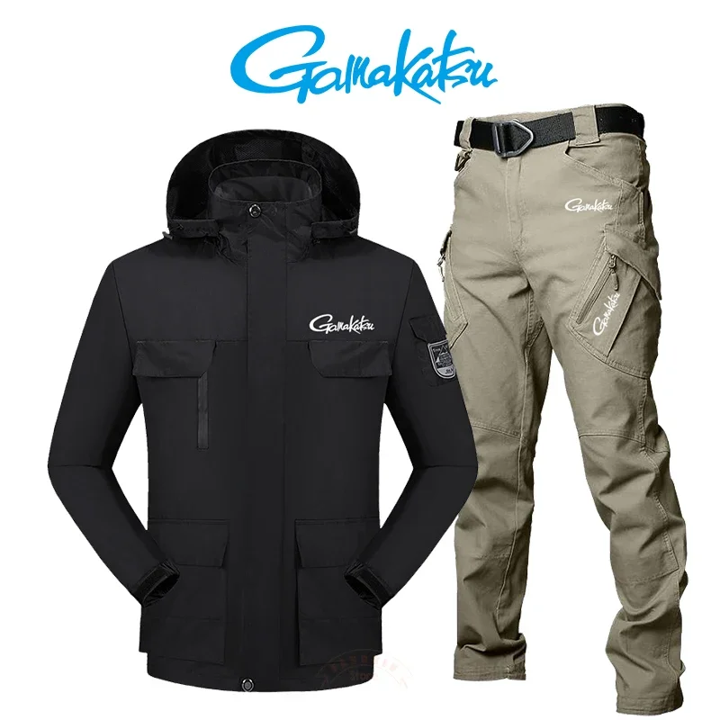 

Gamakatsu весенне-осенний Новый мужской комплект для рыбалки уличная спортивная куртка с зарядкой тактические брюки уличный комплект для альпинизма и рыбалки