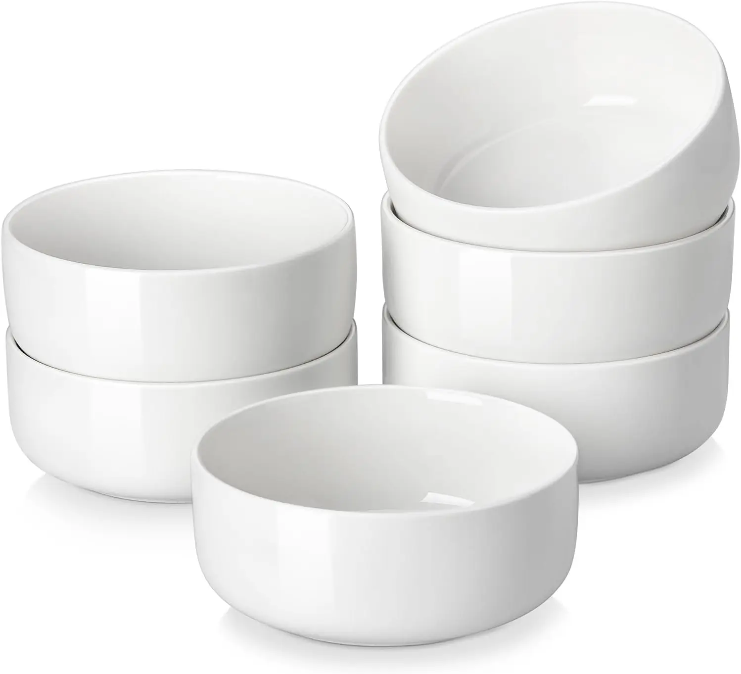 24 oz Porcelain Cereal & Soup Bowls Set of 6 – White Ceramic Serving Bowls 1