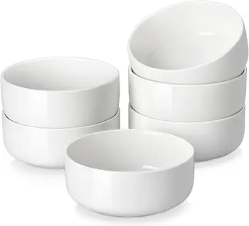 24 oz Porcelain Cereal & Soup Bowls Set of 6 – White Ceramic Serving Bowls 1