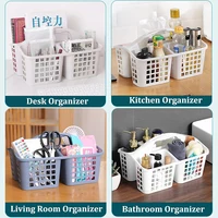 Plastic Shower Caddy Basket with Compartments Portable Cleaning Supply Storage Organizer with Handle for College Dorm Bathroom 5