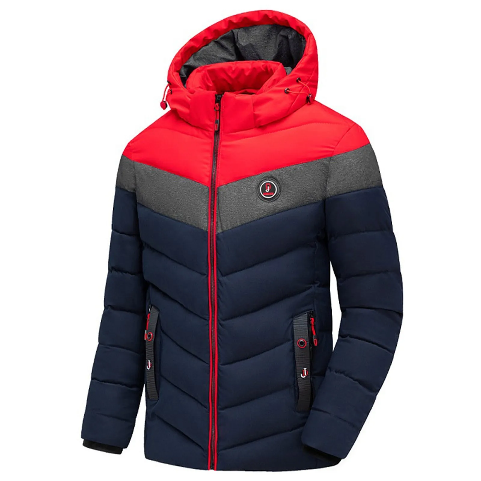 Women Winter coat Full Zipper Windproof Detachable Hood 5
