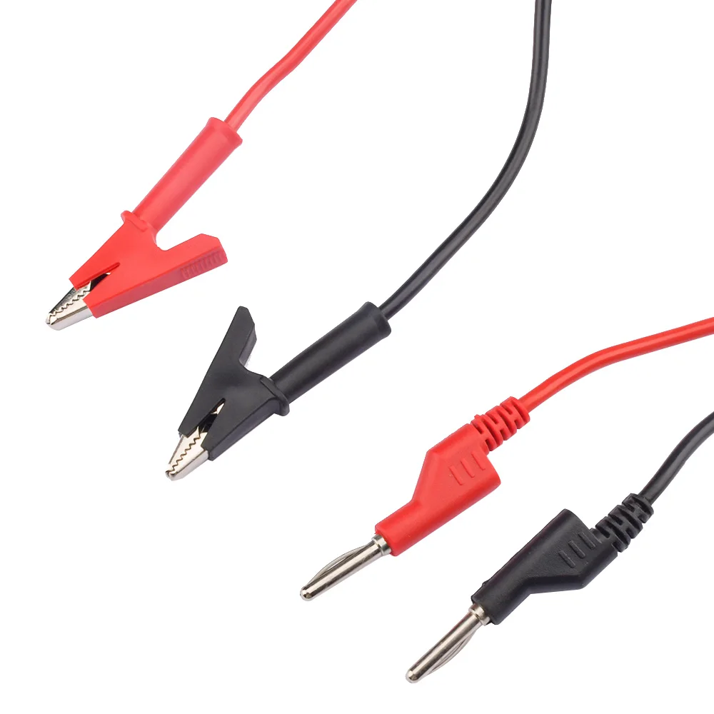 Dual Ended Crocodile Alligator Clips Test Connection Cable 8-12A Wire Cable with Insulation Clips 4mm Banana Plug 1m Test Leads multimeter test leads kits