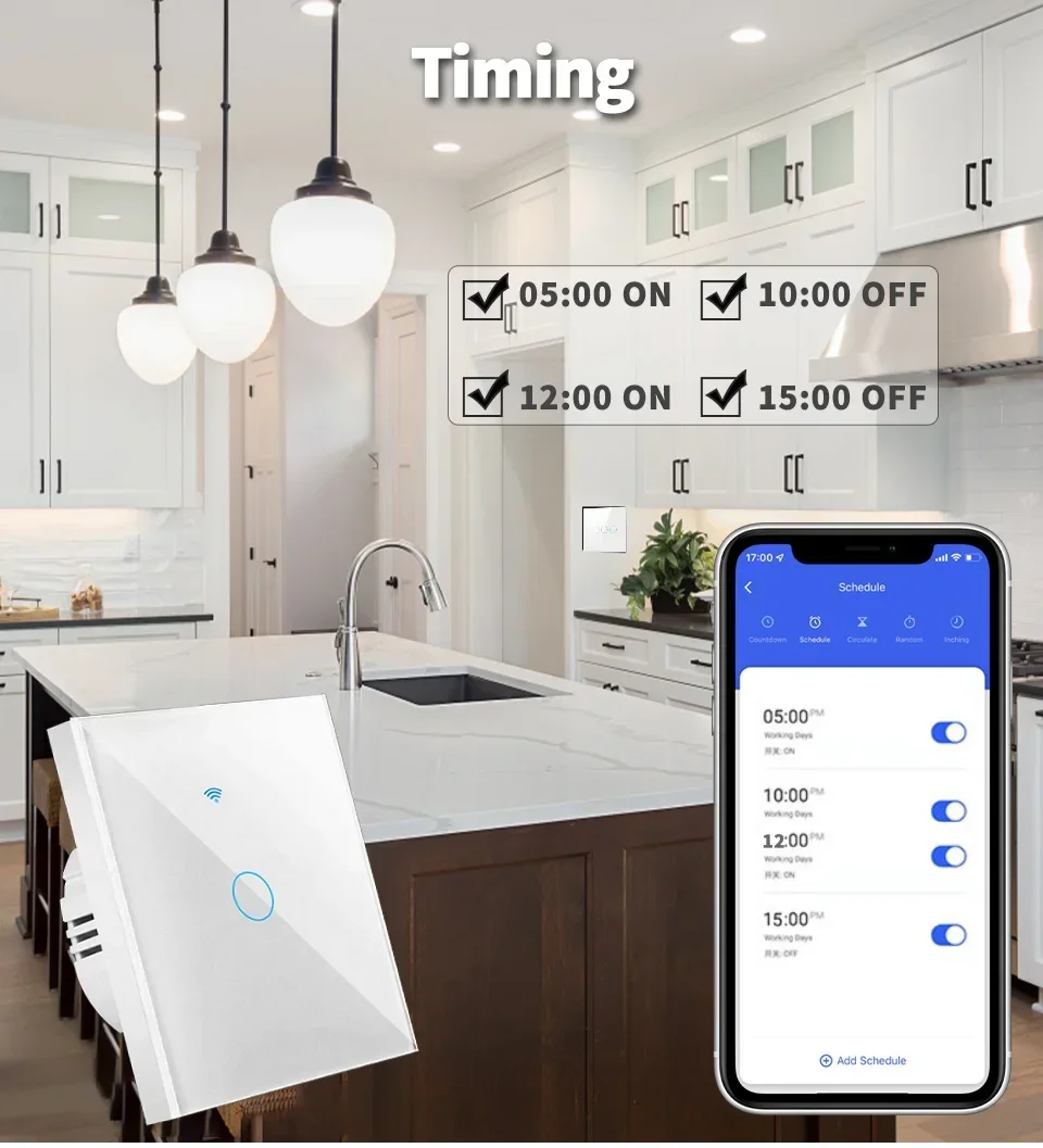 Description Picture 5 of itemTuya WiFi Smart Switch EU Neutral Wire/No Neutral Wire Required 1/2/3 Gang Wall Switch Voice Control Support Alexa Google Home