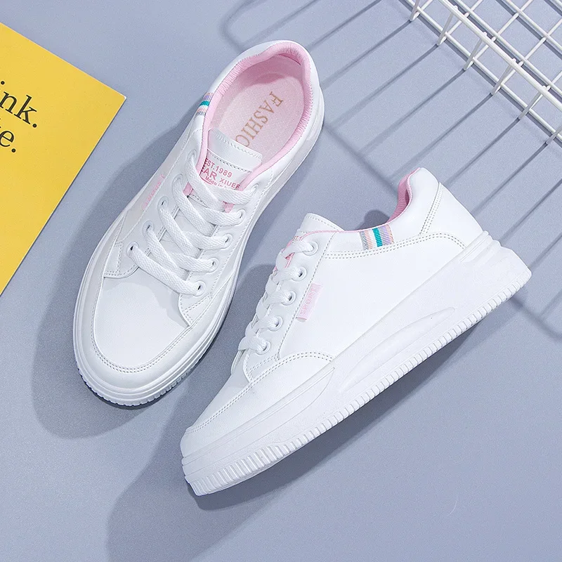 Comemore Women's 2023 Spring New Thick-soled Female Casual Shoe for Sports Students Sneakers Woman White Platform Sports Shoes