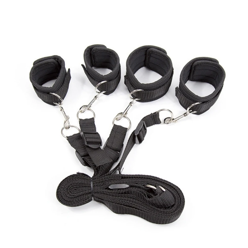 Restraint Set BDSM Bondage Handcuffs & Ankle Cuffs Slave On The Bed Open Leg Flirt Sex Toys For Women Couples Erotic Adult Game
