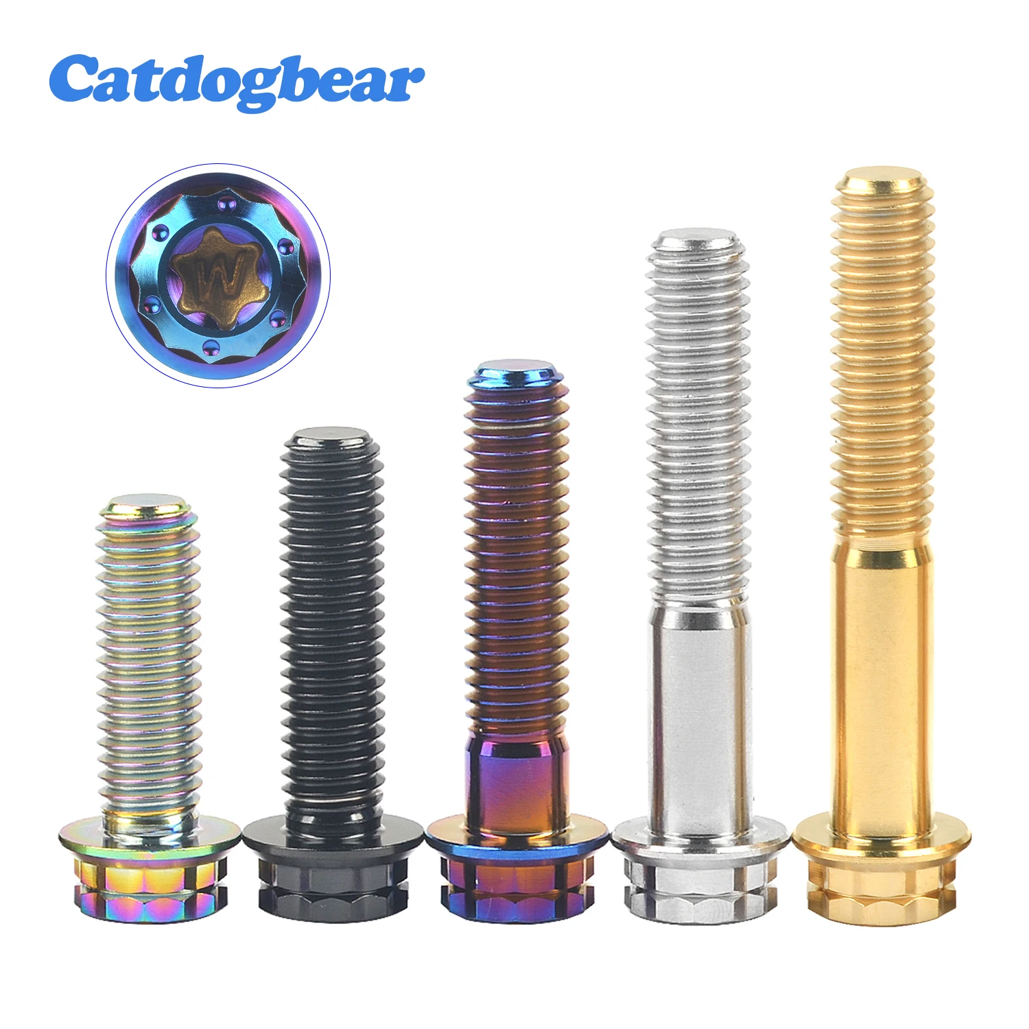 Catdogbear Pcs Parafuso de Titânio M10 x 2070 mm T50 Torx Pitch1.25 1.5 Flange 12 Ponto Parafuso para Auto & Motocicleta