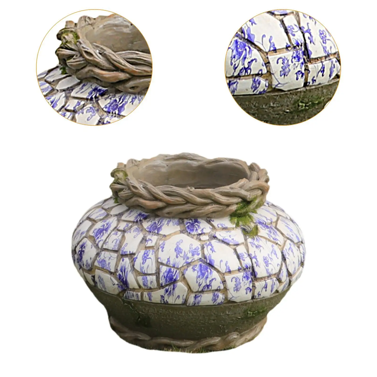 Resin Plant Pot Flower Vase Display Holder Gift Decoration Flowerpot Garden Planter Pot for Balcony Living Room Outdoor Shelf