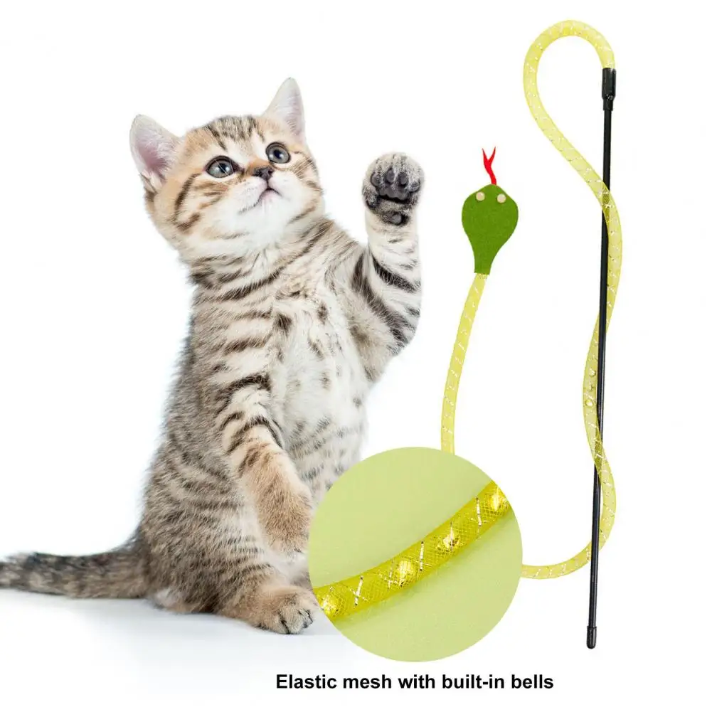 

Cat Toy with Built-in Bell Realistic Snake Design Teasing Stick Bite-resistant Cat Toy for Boredom Relief Endless Fun Soft Cat