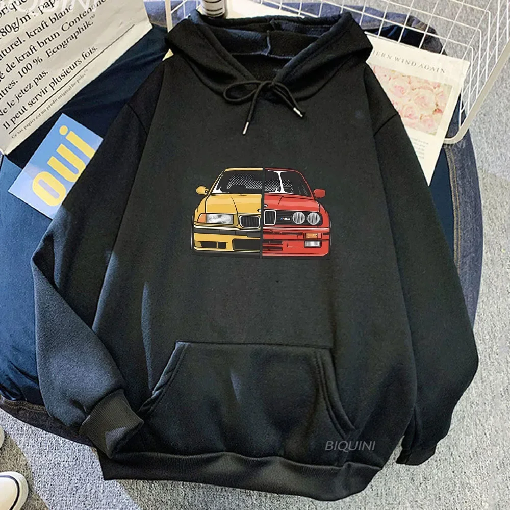CarGraphicHoodieAutumnWinterFleeceCasualPulloversPrintingMen