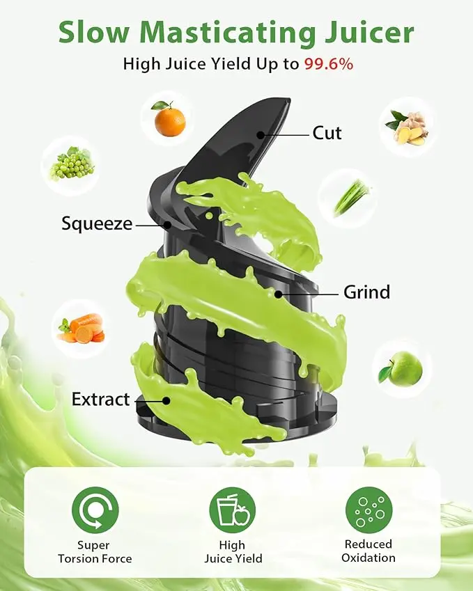 Cold Press Juicer Slow Juicer with 4.35" Feed Chute Fit Juice Extractor Machine 4