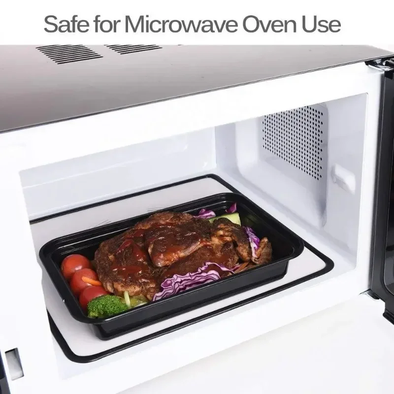 Description Picture 5 of item10 Sets Black Disposable Lunch Boxes with Lids Microwave Food Storage Containers Kitchen Refrigerators Household Tools