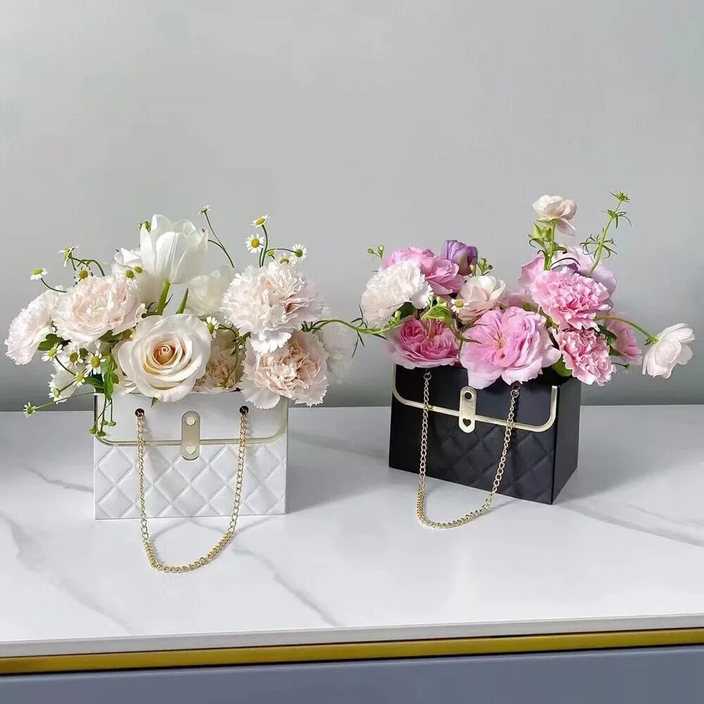 Tragbare Blumen-Papierverpackungsbox, Handtasche, kreative Blumenstrauß-Tragetaschen für Valentinstag, Geburtstag, Party, Geschenke, Muttertag – Detail 9