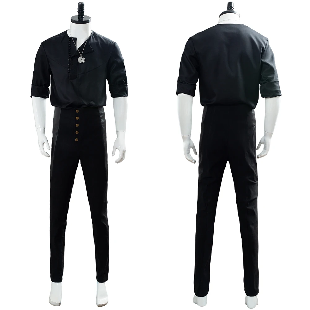 

Geralt of Rivia Cosplay Costume Casual Wear Shirt Men Black Suit Halloween Carnival Costume Custom