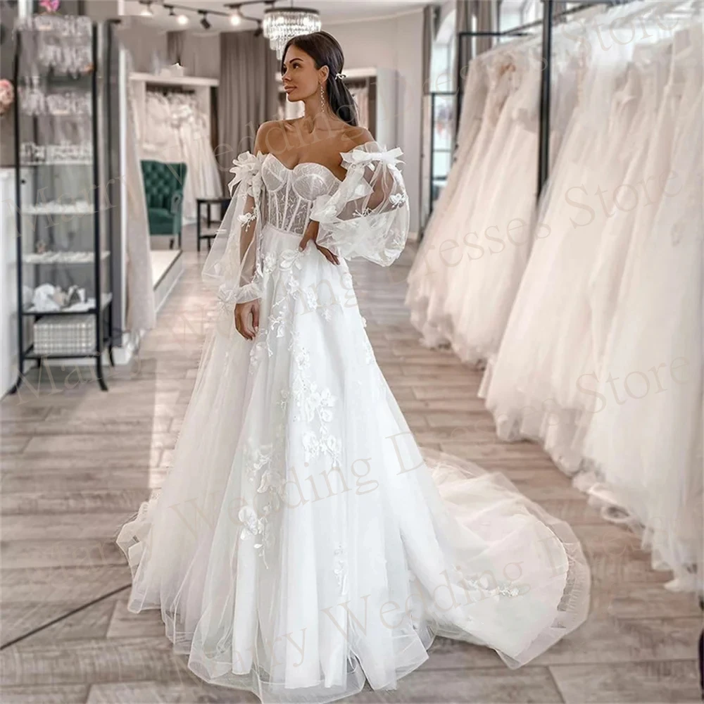 2024 Graceful A Line Abiti Da Sposa Da Donna Bellissime Appliques Abiti Da Sposa In Pizzo Sexy Sweetheart Tulle Princess Robes De Mariée