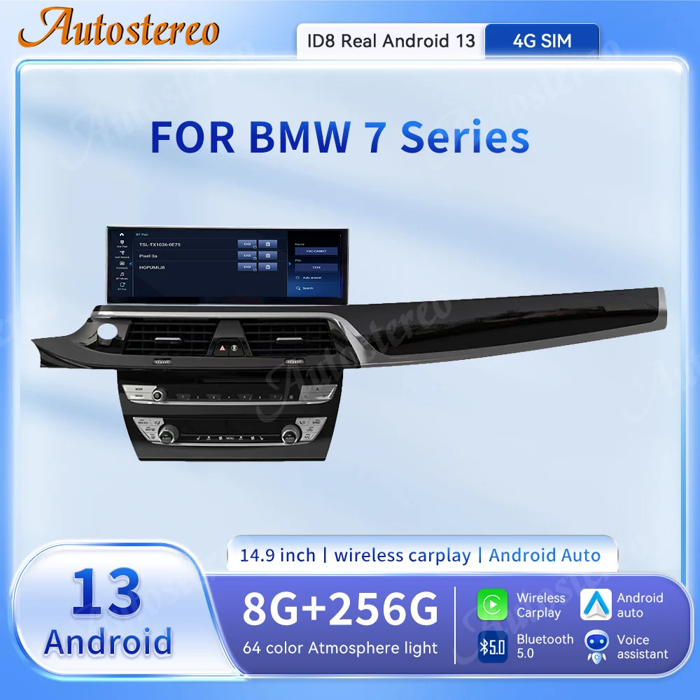 ID8 14.9 Inch Android 14 Carplay 4G For BMW 7 Series F01 F02 F03 Car Multimedia