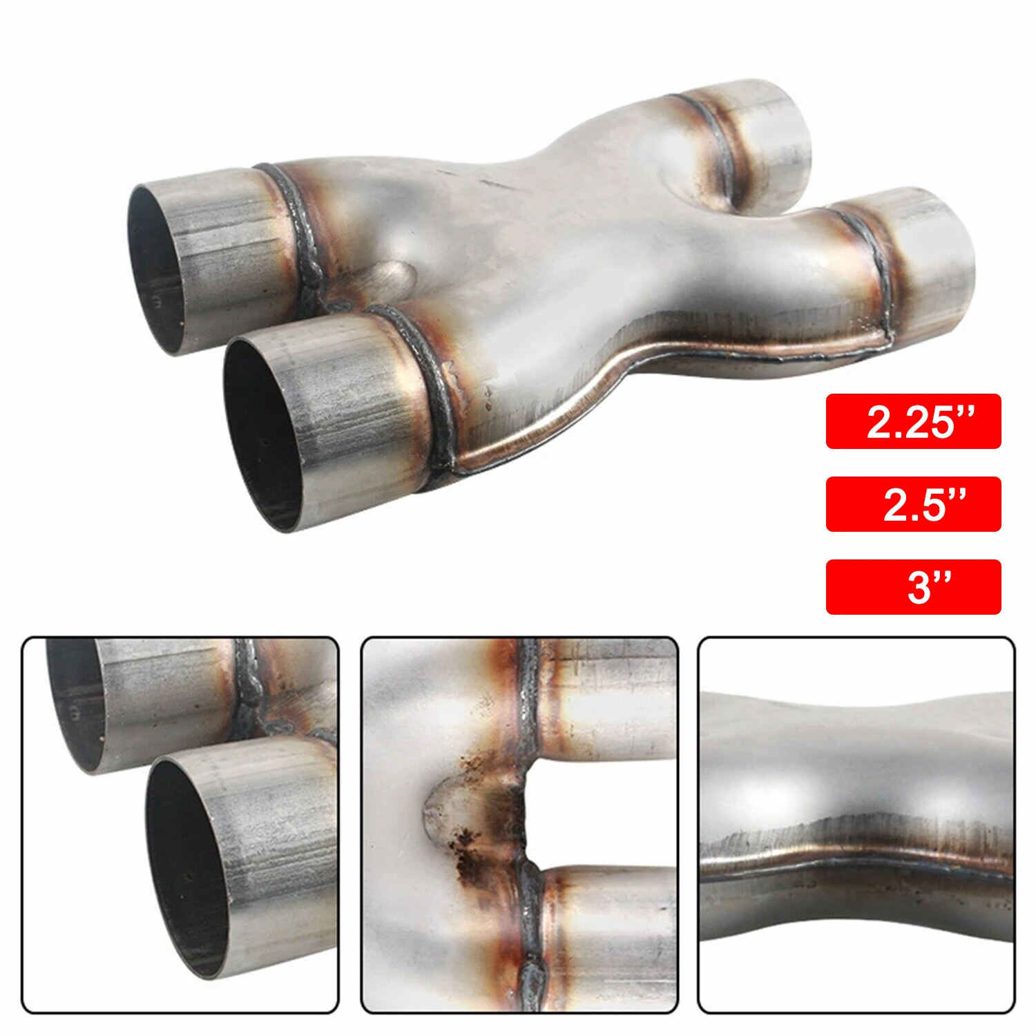 

2.25"/2.5''/3" X-Pipe In/Out Car Exhaust System Stainless Steel Exhaust Tip Adapter Connecter Four Way Exhust Pipe Universal