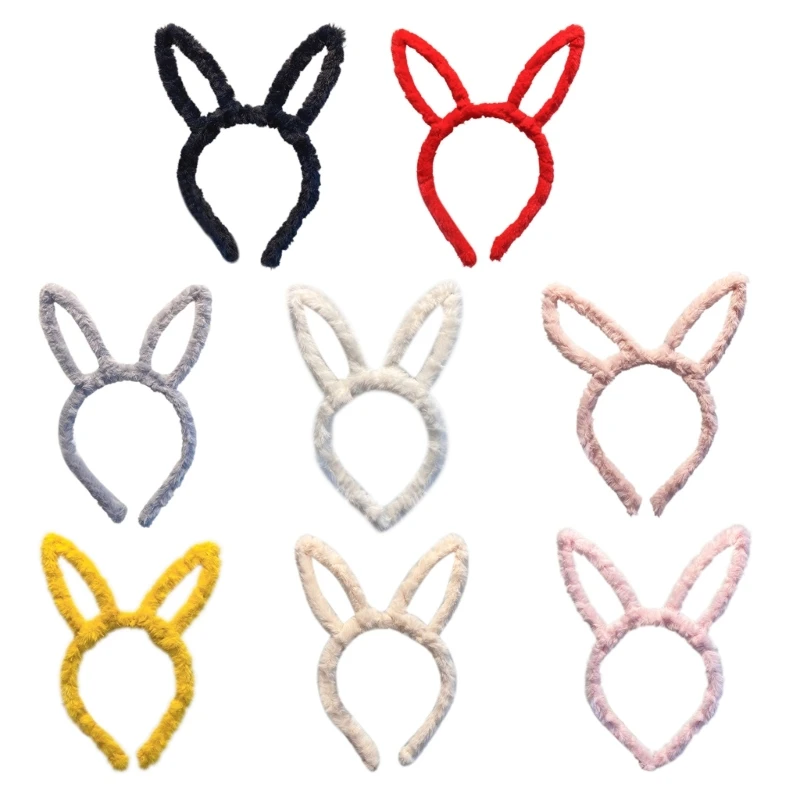 Bunny Ears Headband Halloween Decorations Fuzzy Plush Rabbit Ears Costume Accessories for Kid Adult Cosplay Party Favor 449B 10x14 13x18 lavender embroidery bag jewelry packaging bag wedding party candy bags favor pouches drawstring gift bags 10pcs lot